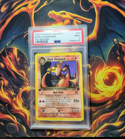 Dark Charizard Non-Holo 1st Edition - Team Rocket (2000) Set - PSA Mint 9